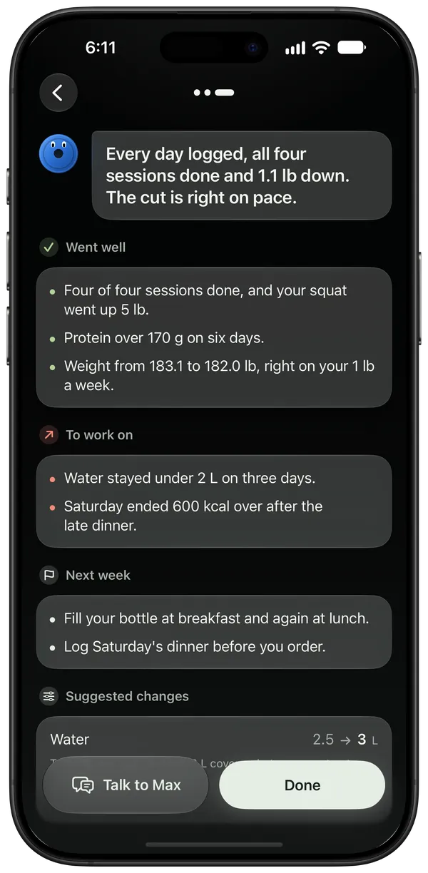 A weekly review: what went well, what to work on, next week