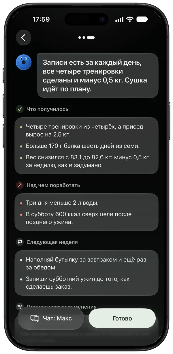 Итоги недели: что получилось, над чем поработать, следующая неделя